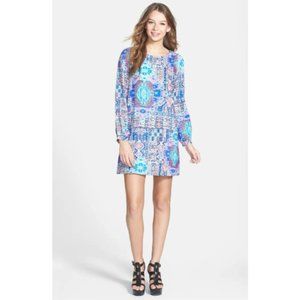 Colorful long sleeve shift dress